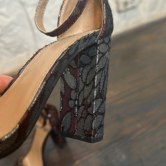| 7 | High Heel Sandal | Maroon with Silver Floral Embroidered - Picture 7 of 7